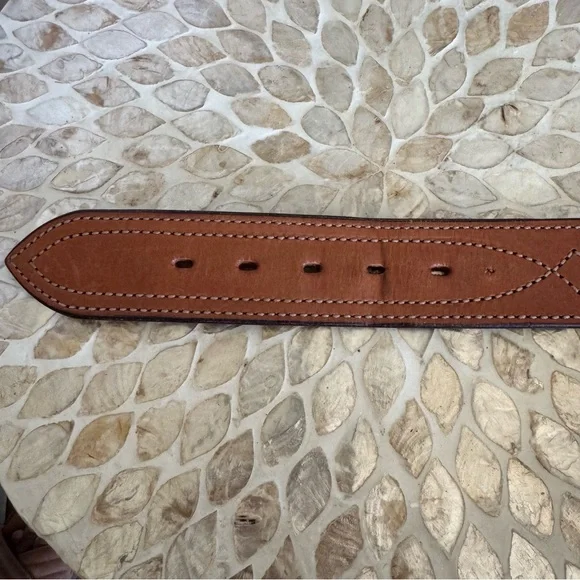 Bianchi Tan Leather Belt with Gold Buckle size 38 - Picture 6 of 8